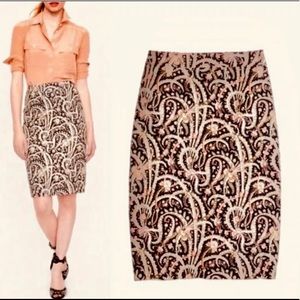 J. Crew navy & pink paisley no. 2 pencil skirt.
